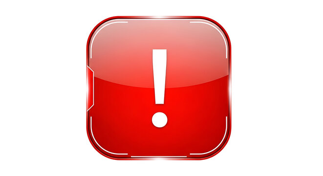 A red exclamation mark icon is displayed on a square button
