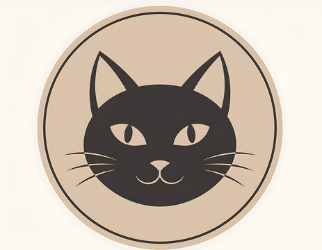 Black Cat Face Closeup Illustration.