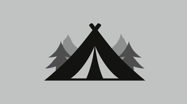 Camping tent and trees silhouette design for outdoor adventure concepts