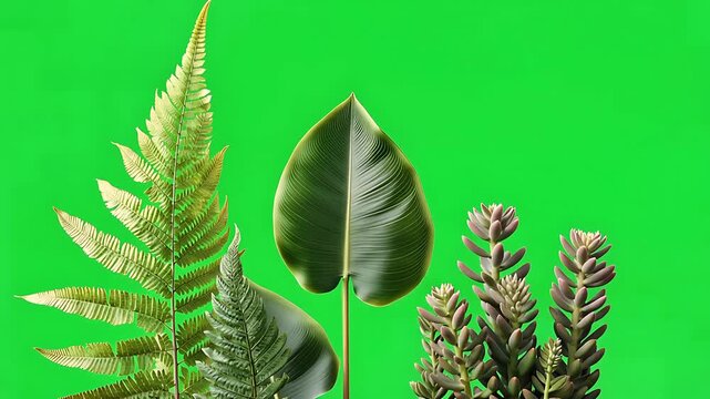 Tropical Plant Collection Cartoon Illustration