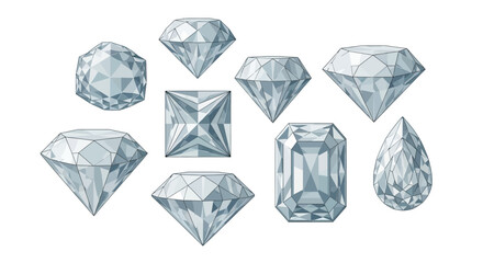 Fototapeta premium Collection of various cut diamonds.