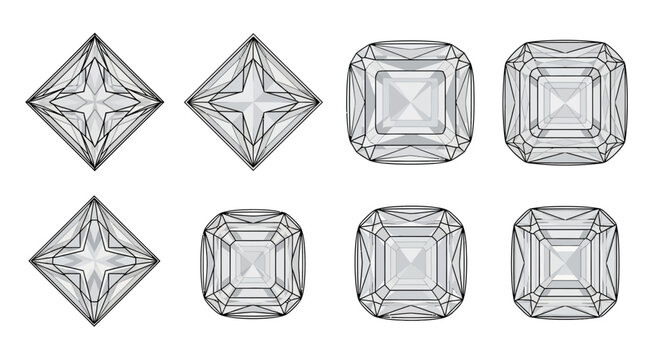 Collection of various diamond gemstones cut.