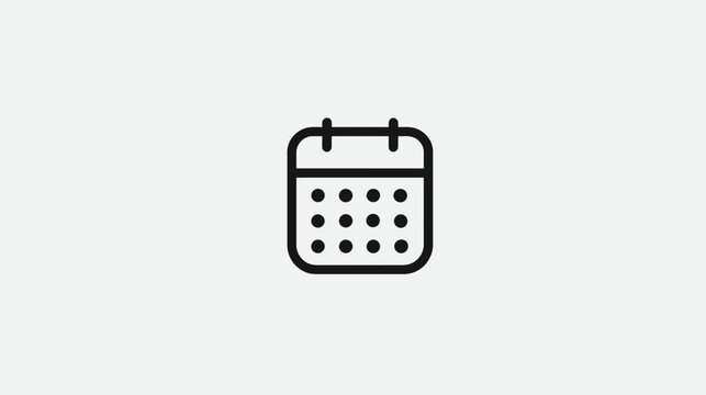 A simple, outlined calendar icon with rounded corners, containing 12 dots, in a white background