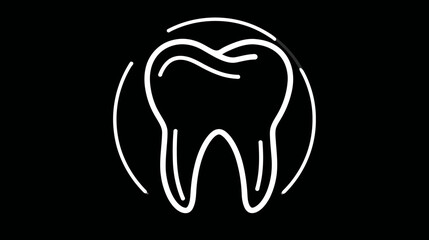 Obraz premium A minimalist illustration of a tooth with curved outlines on a black background