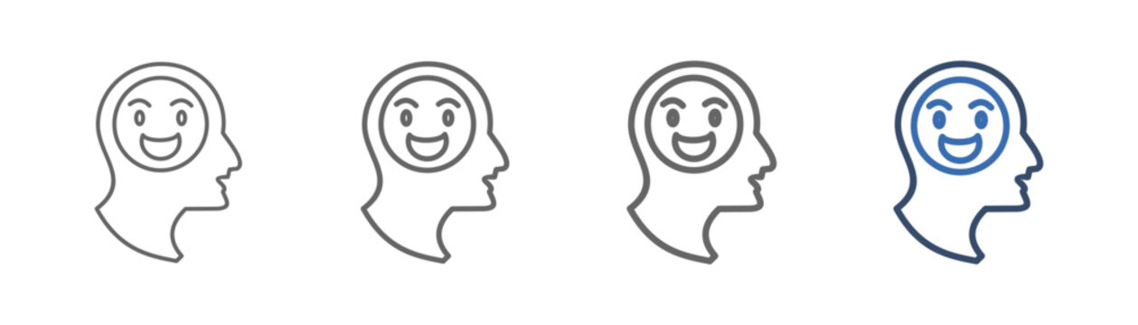 
outline icon set relieve with head design, and smiling emoji