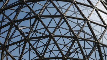 Fototapeta premium The structural pattern of a geodesic glass roof.