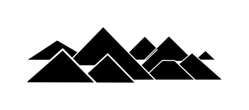 Bold Black Triangle Layered Mountain Illustration