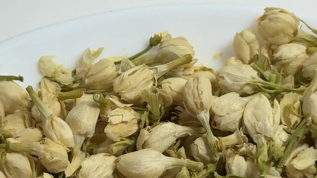 Premium-grade dried jasmine buds for herbal tea, aromatherapy, and wellness ambiance