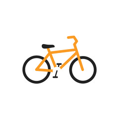 Fototapeta premium Minimalist orange bicycle vector icon on white background