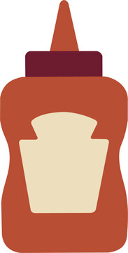 Flat vector illustration of a ketchup or condiment squeeze bottle isolated on white