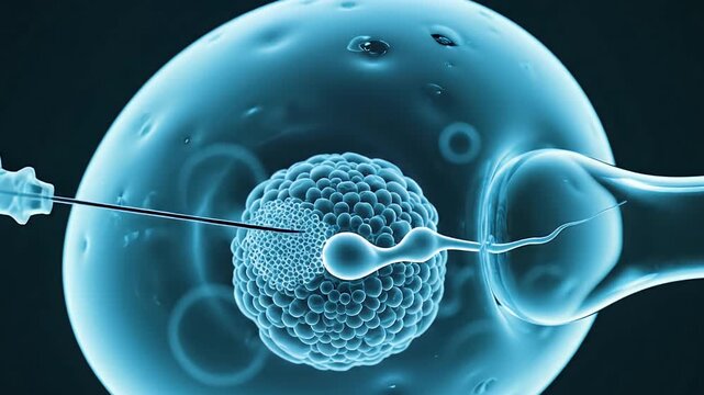Precision Biotechnology: High-Definition ICSI Procedure Under Laboratory Microscope
