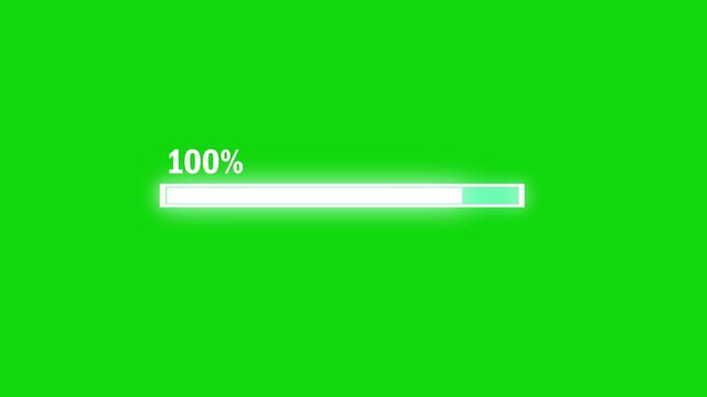 Loading Progress Bar Reaching 100 Percent on Green Screen Background