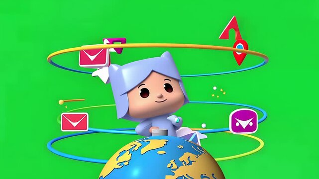Mail Delivery Girl Cartoon Character