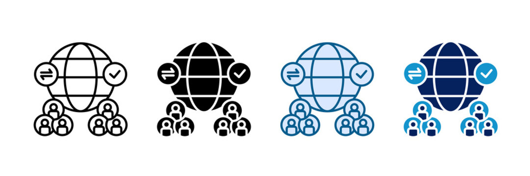 Crowd Collaboration Icon Set Multiple Style Collection