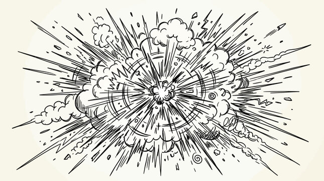 Explosion with lines and smoke.
