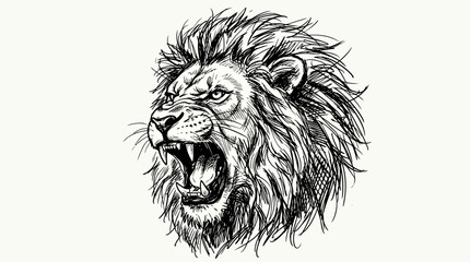 Obraz premium Roaring Lion Head Closeup Illustration.