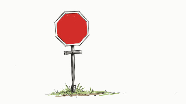 Red Stop Sign on Metal Post.