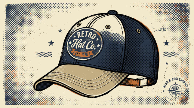 Retro style baseball cap.