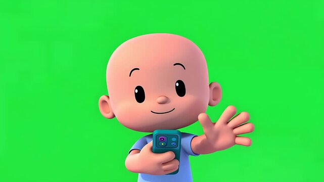 Cute Baby Waving Cartoon Character