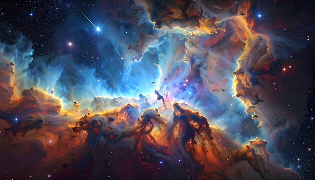 Cosmic nebula with celestial lights