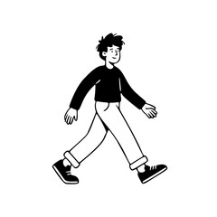 Fototapeta premium Walking Man Outline Character Illustration