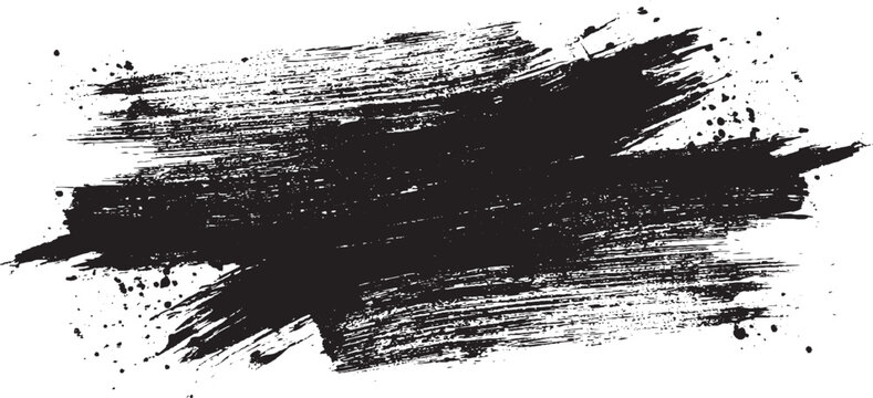 Black textured brush stroke on white  brush stroke with white grunge paint splash vector  Vector black paint brush spots, highlighter lines or felt-tip pen marker. Ink smudge 