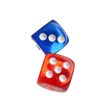 Different dices on white background