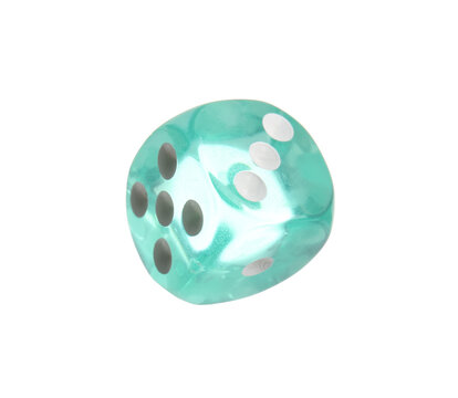 Green dice on white background