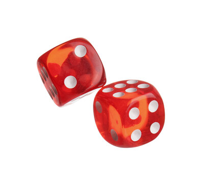 Red dices on white background