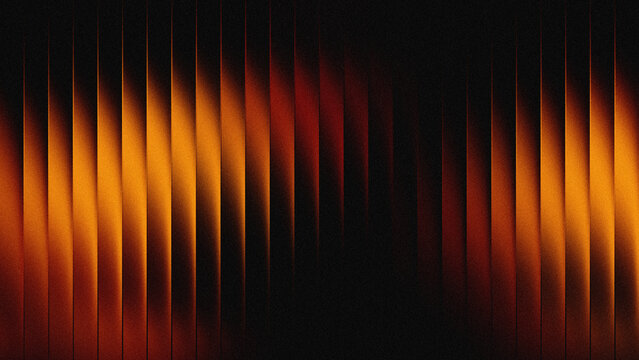 Vertical striped glass background orange black gradation. Wavy glass texture, striped frosted surface	