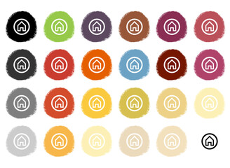 Call To Action Buttons / Web design / MOR / Autumn Color SetCTA / Home / ボタン セット19 筆タッチ 秋色 丸い ホーム © mnaoki