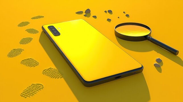 Digital device recovery and forensic investigation concepts are symbolized by a bright yellow smartphone and magnifying glass.