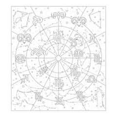 Obraz premium hand-drawn constellation map with stars and celestial lines on parchment background