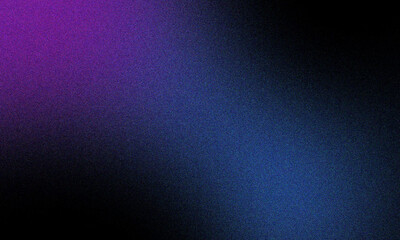 Fototapeta premium Dark grainy background, Purple blue black color gradient, abstract glowing blurred shape, noise texture header, banner, poster, backdrop, cover or wallpaper design