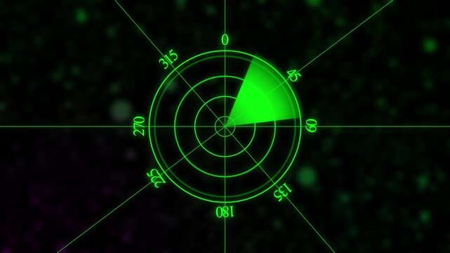 Radar screen animation target detection surveillance system. Military defense radar scan enemy tracking display. Technology force monitoring signal.multiple targets detected.4k