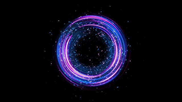 Futuristic Blue Digital shockwave, digital technology shockwave Science technology background Glowing circles dashed lines flashing data lights. Technology network Modern cyberspace innovation.