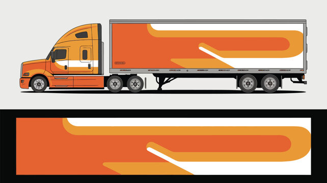 Large orange semi truck trailer vehicle.