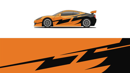 Orange sports car side view. © Muhammad