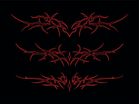 Hand drawn pinstriping neo tribal illustrations