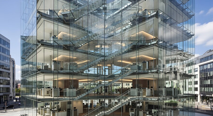 Fototapeta premium Modern Glass Office Building Structure.