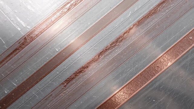 Rose Gold and Silver Diagonal Stripes Abstract Art Video