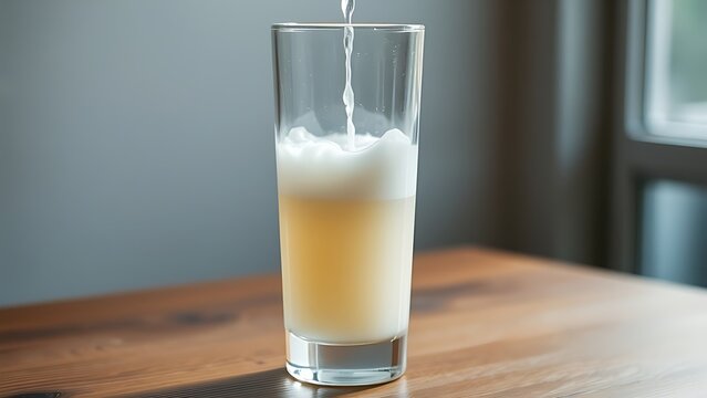 malleability. Tall slender glass of Turkish raki turning milky white with water. bar promotions, beverage menus, designed for food & beverage menus and cafe branding, used by sales representatives.