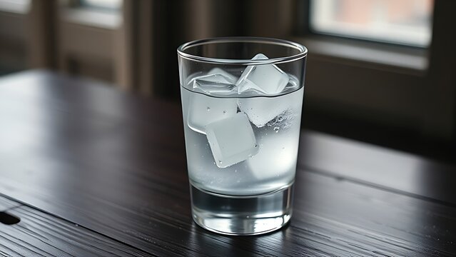 ouzo. Close-up of a glass of ouzo with ice and condensation on a dark surface. bar promotions, beverage menus, designed for food & beverage menus and cafe branding, used by software engineers.