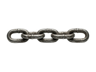 Fototapeta premium A closeup of a strong rusty metal iron chain link isolated on a white background representing a concept of steel strength and broken security connection