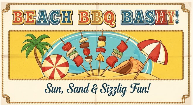 Beach BBQ Bashing Summer Vacation Fun.