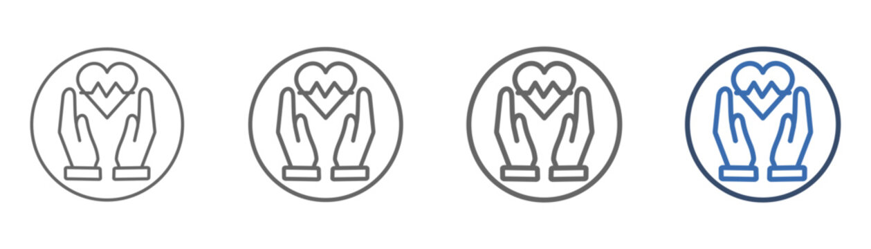 
Outline icon set outreach with circle design, two hands and heart