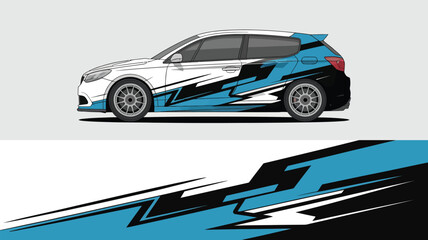 Naklejka premium Modern car with racing decals design.