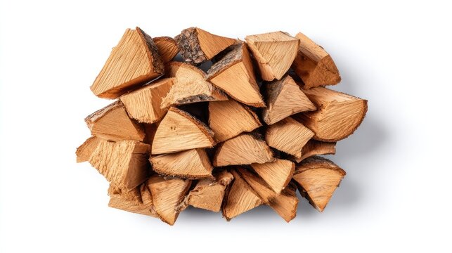 Stack of neatly split pieces of dried wood piled together for fuel