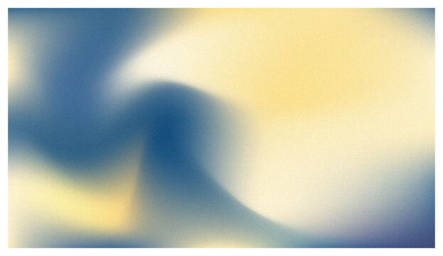 Abstract Grainy Gradient Background with Soft Blue and Warm Yellow Fluid Waves