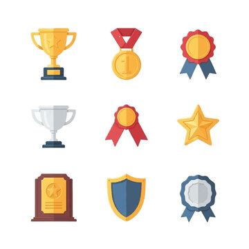Awards and recognition symbols icons set.